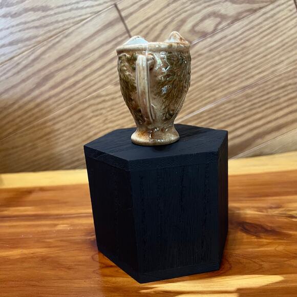 Vintage Ceramic Sleepy Owl Mini Pitcher Toothpick Holder Creamer MCM 3D Handmade - Picture 8 of 9